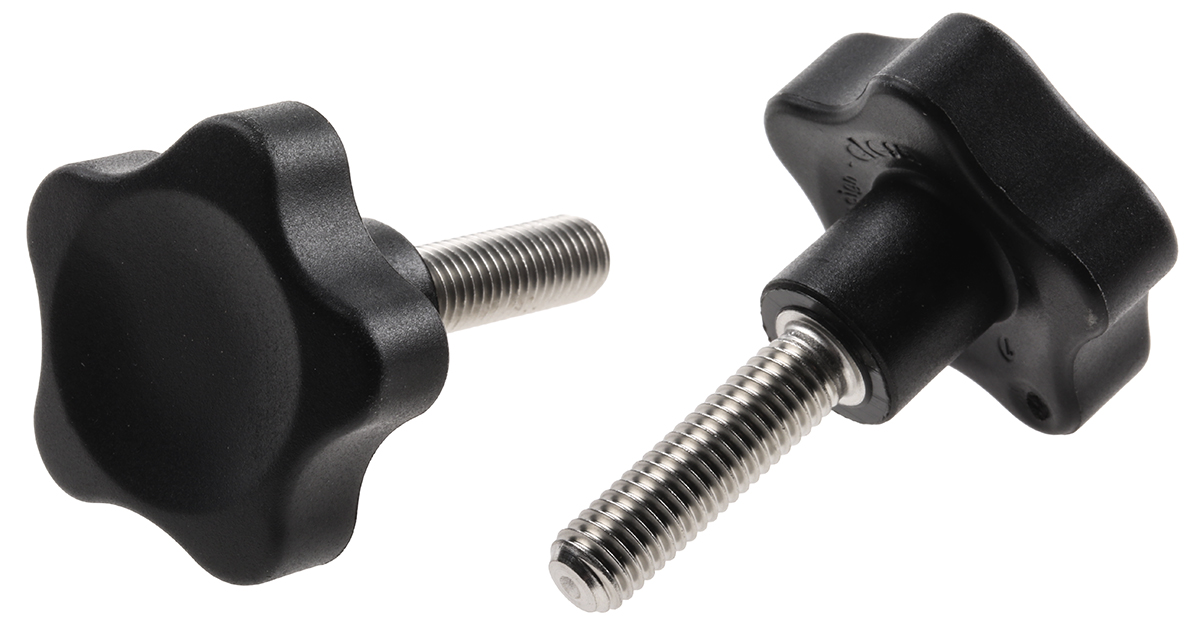 Elesa 166383 Black Multiple Lobes Clamping Knob, M8, Threaded Stud