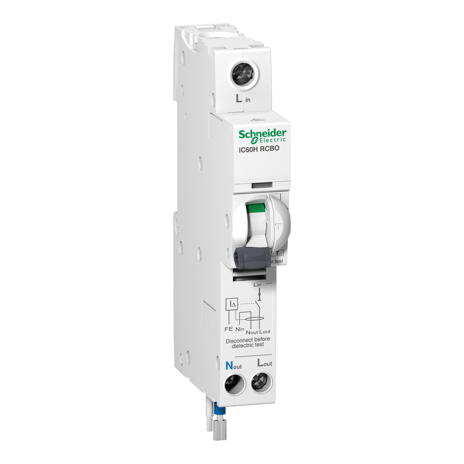 Schneider Electric RCBO, 20A Current Rating, 1P+N Poles, 10mA Trip Sensitivity, Type C, Acti 9 Range