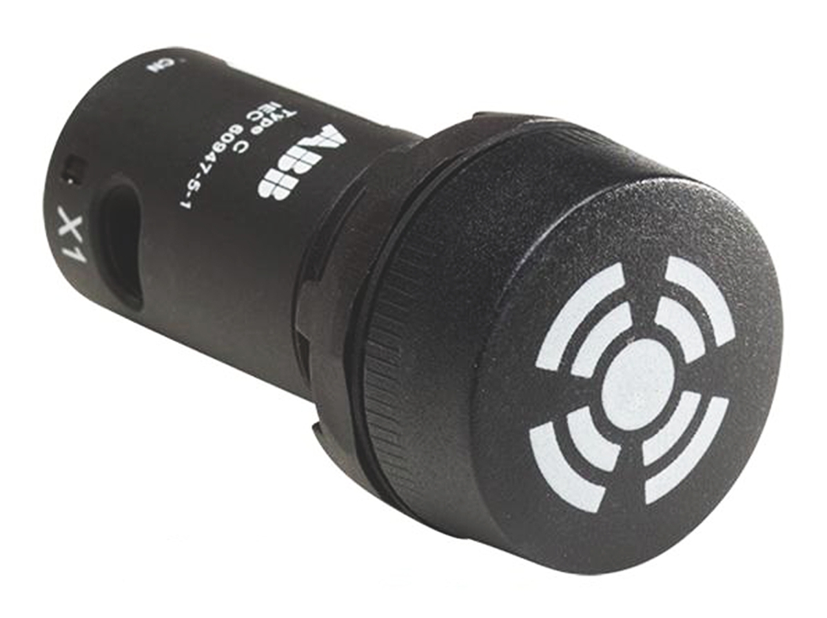 ABB, Compact, Panel Mount Black LED Buzzer, 22mm Cutout, IP66, IP67, IP69K, Round, 24V ac/dc