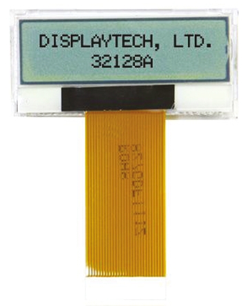 Displaytech 32128A-FC-BW-3 Graphic LCD Display, White on Black, Transflective