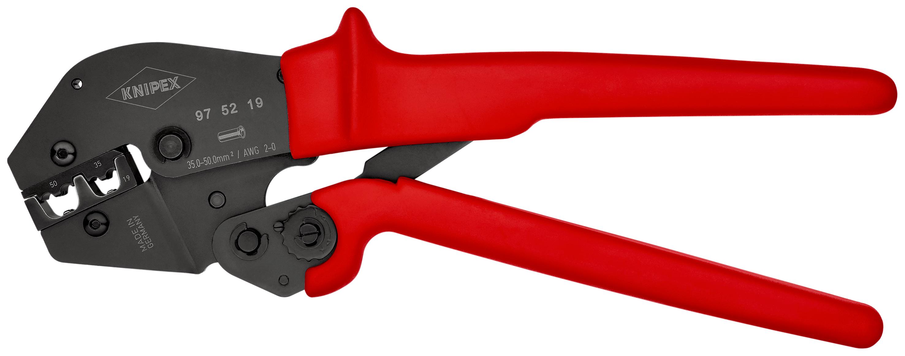Knipex 97 Hand Ratcheting Crimp Tool for Bootlace Ferrule, 35 → 50mm² Wire