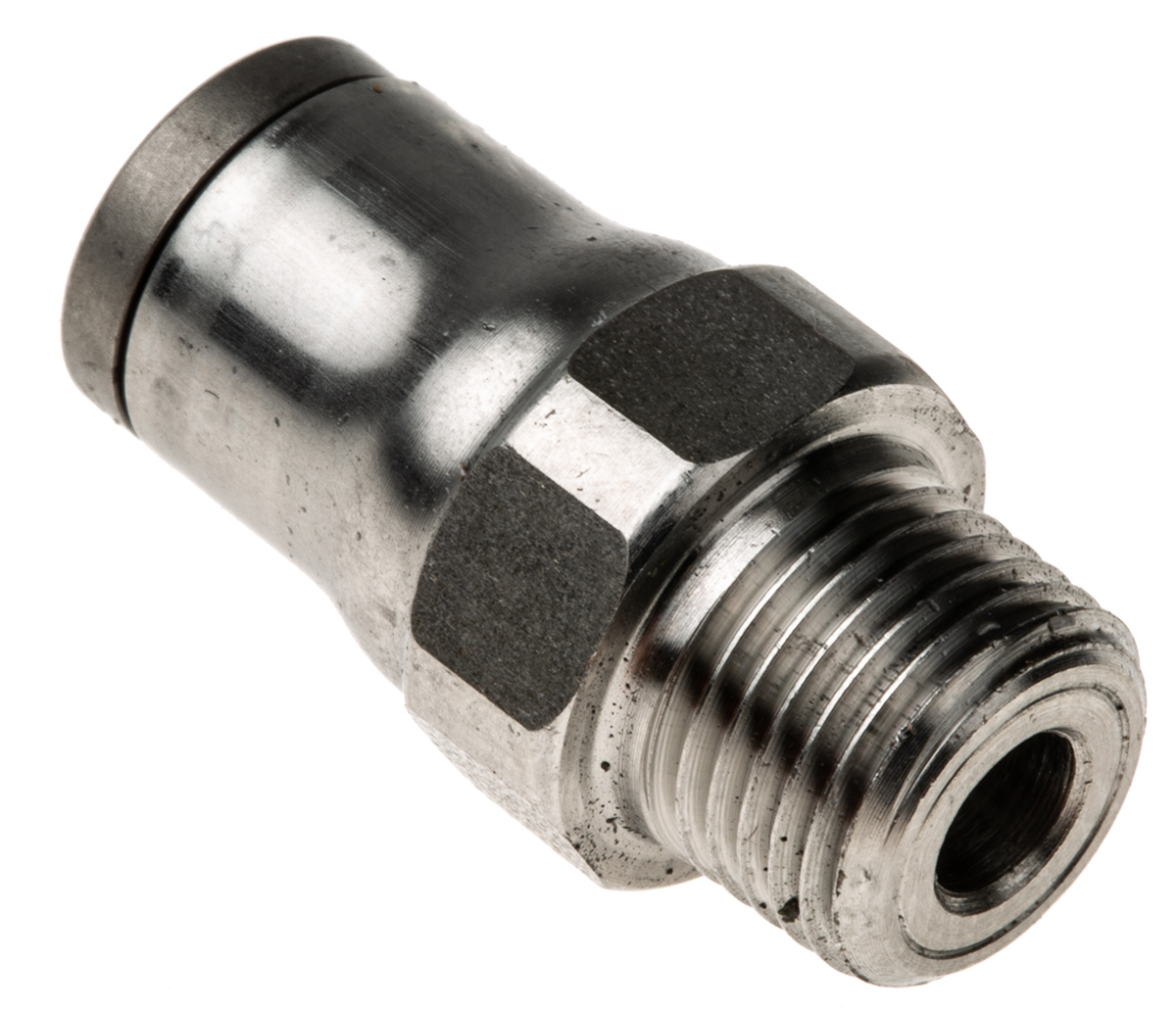 Legris LF3800 Series Straight Threaded Adaptor, NPT 1/8 Male to Push In 6 mm, Threaded-to-Tube Connection Style