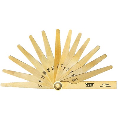 Vogel 414105 Brass Feeler Gauge 0.05 → 1mm, 13 Blades