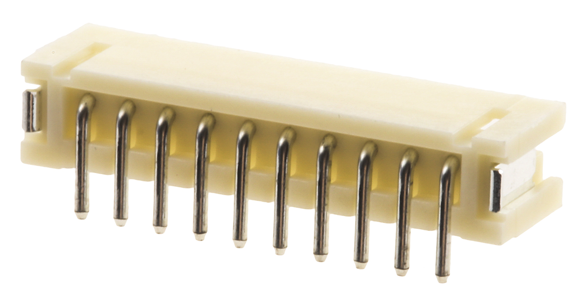 JST ZH Series Top Entry Surface PCB Header, 10 Contact(s), 1.5 mm Pitch, 1 Row, Shrouded