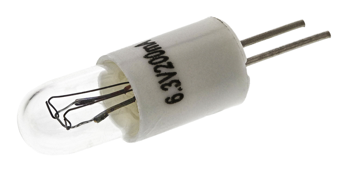 RS PRO Bi-Pin Indicator Light, Clear, 6.3 V, 200 mA, 20000h