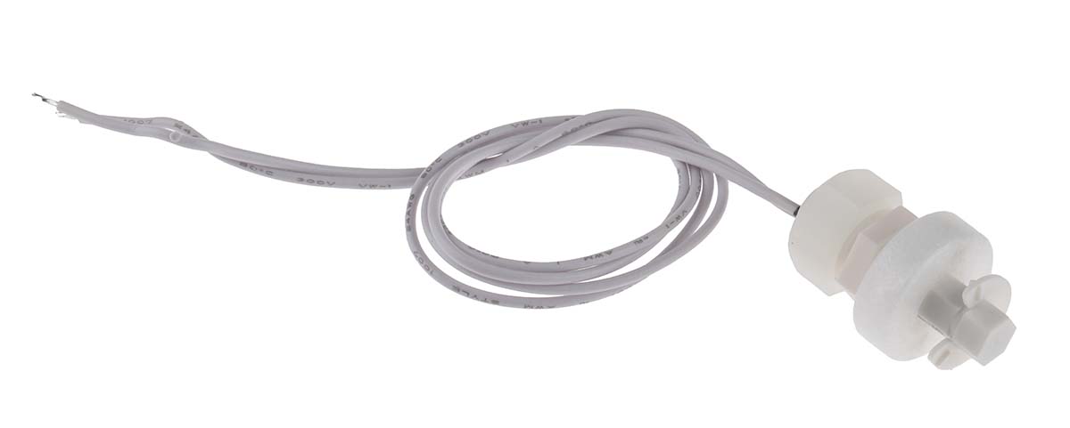 RS PRO Vertical Polypropylene Float Switch, Float, 300mm Cable, Direct Load, 130V ac Max, 180V dc Max