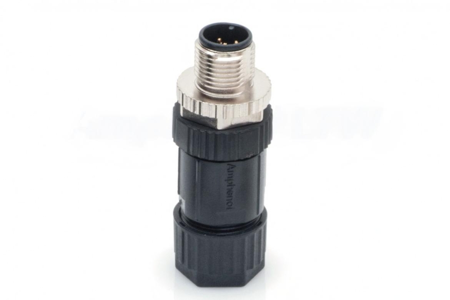 Amphenol Industrial, 4 Contacts, M12 Connector, Plug, Male, IP67, M Series