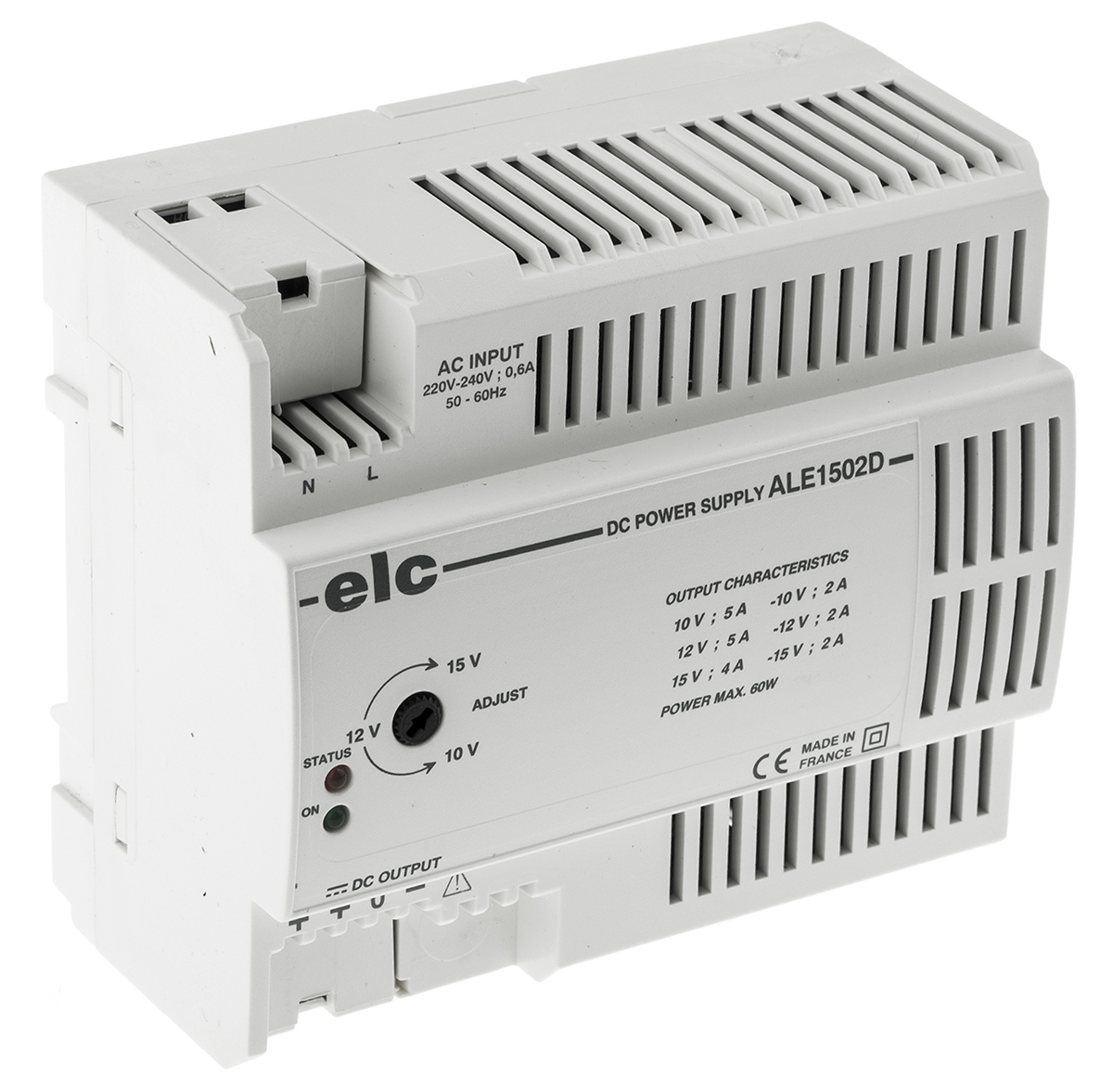ELC ALE Switched Mode DIN Rail Power Supply, 230V ac ac Input, 12V dc dc Output, 2A Output, 60W