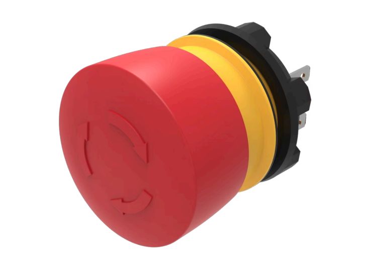 EAO 84-5530 Series Maintained Emergency Stop Push Button, Panel Mount, 22.3mm Cutout, 1 NC / 1 NO, IP65, IP66, IP67