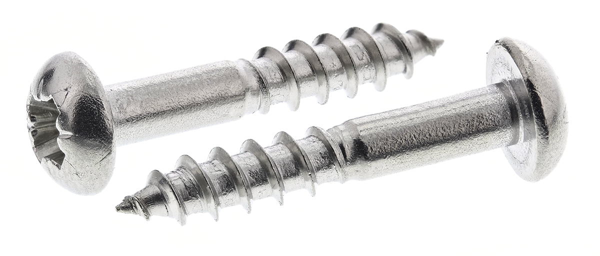 RS PRO Pozidriv Round Stainless Steel Wood Screw, A2 304, 3.5mm Thread, 20mm Length