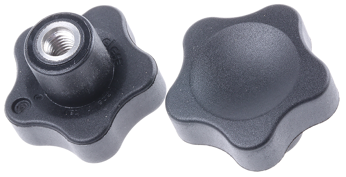 Elesa 166226 Black Multiple Lobes Clamping Knob, M6, Threaded Hole