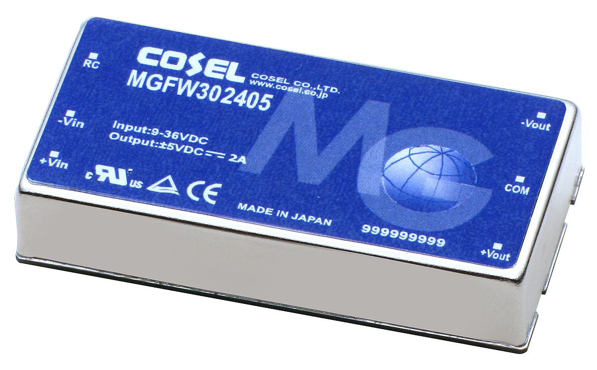 Cosel MGFW DC-DC Converter, ±15V dc/ 1A Output, 9 → 36 V dc Input, 30W, PCB Mount, +85°C Max Temp -40°C Min Temp