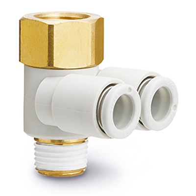 SMC KQ2ZF Series Female Elbow, 12 mm to R 1/2, Tube-to-Tube Connection Style, KQ2ZF12-04AS