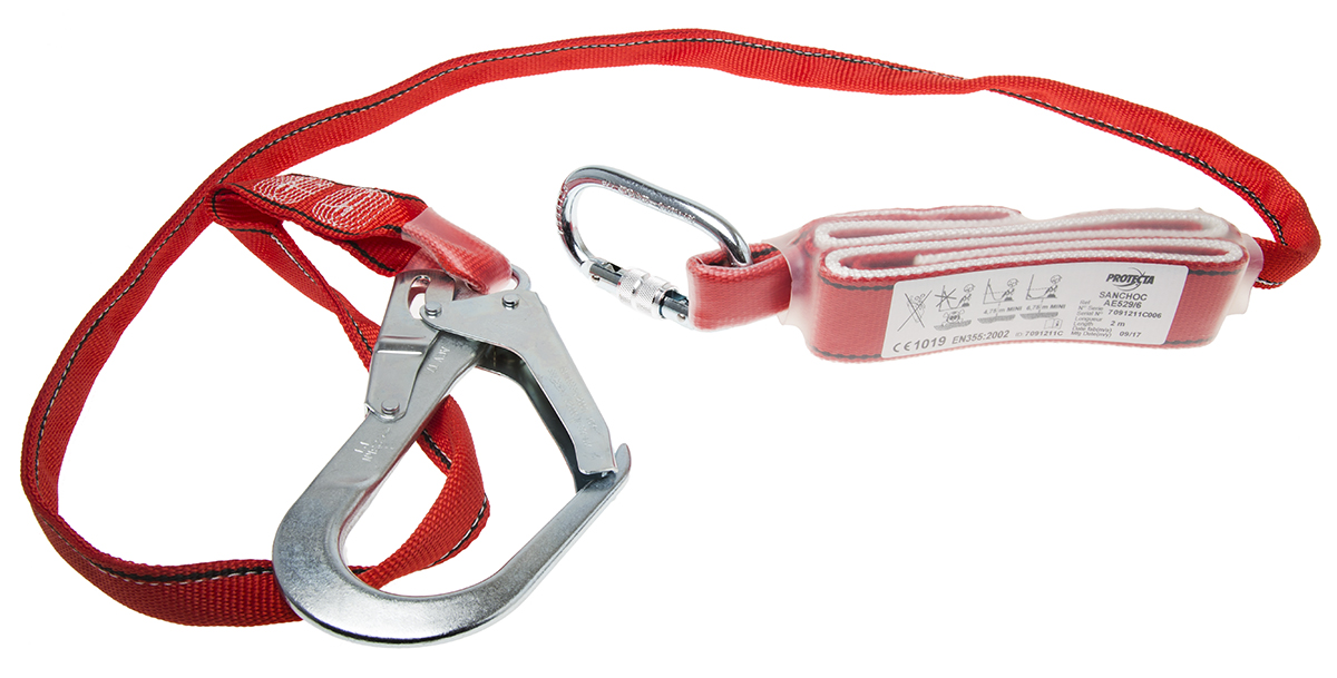Protecta 2m Fall Arrest Shock Absorbing Lanyard Screw Karabiner Single