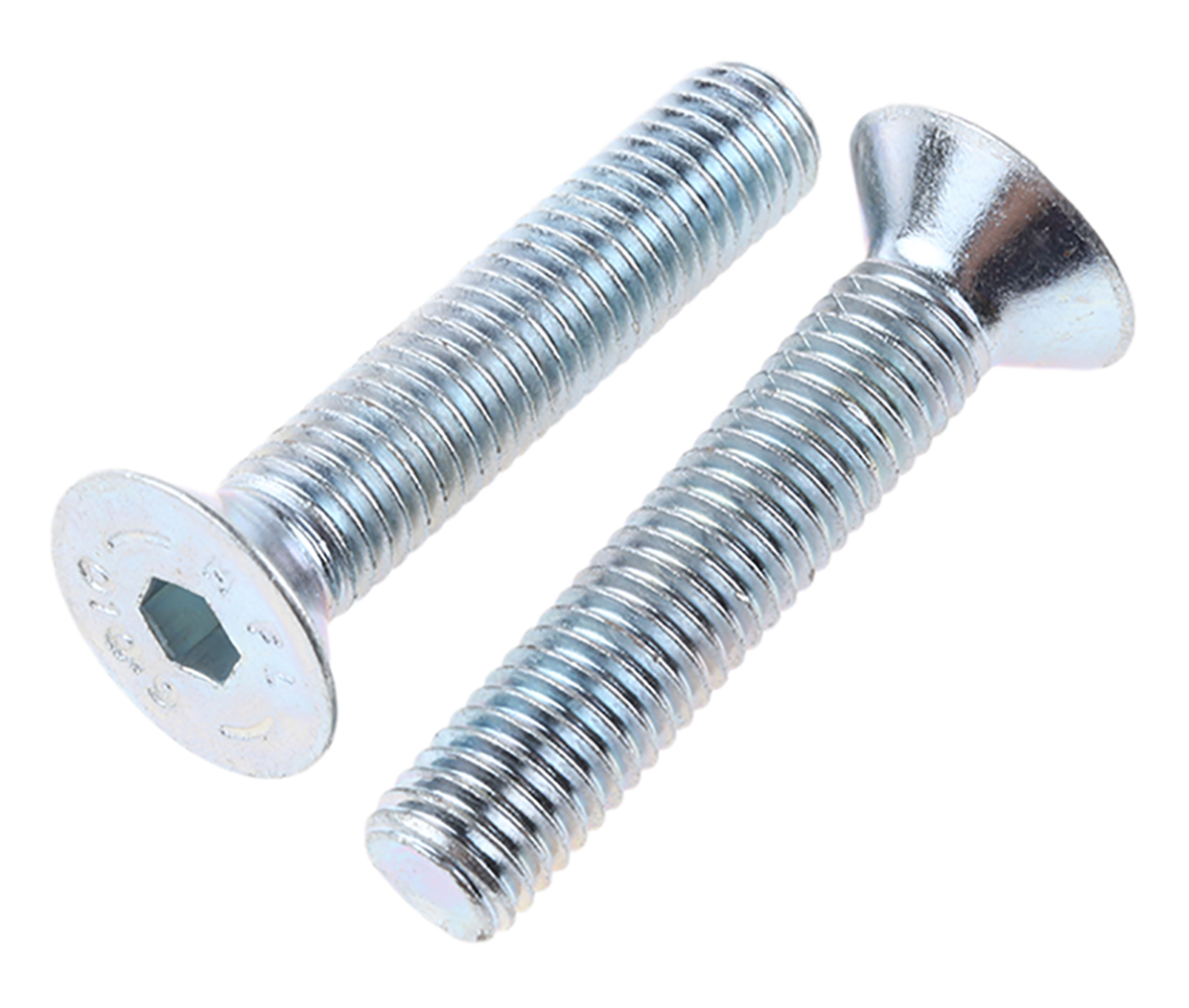 RS PRO Bright Zinc Plated Steel Hex Socket Countersunk Screw, DIN 7991, M10 x 50mm