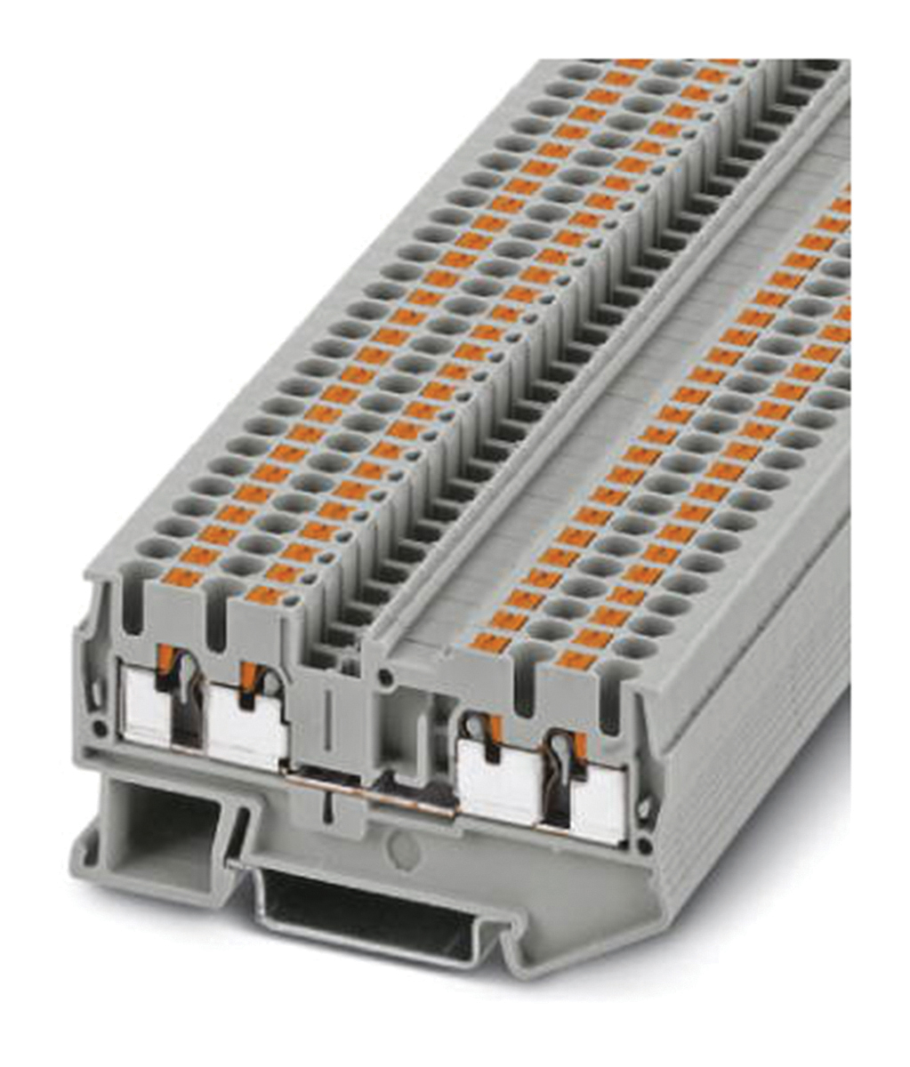 Phoenix Contact PT 2.5-QUATTRO RD Series Red Feed Through Terminal Block, 0.14 → 4mm², Single-Level, Push In