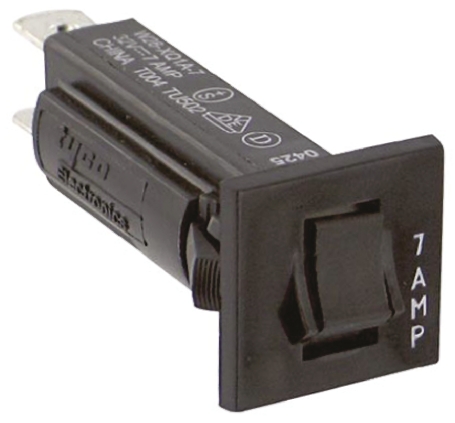 TE Connectivity Thermal Circuit Breaker - W28  Single Pole 32 V dc, 250V ac Voltage Rating, 7A Current Rating