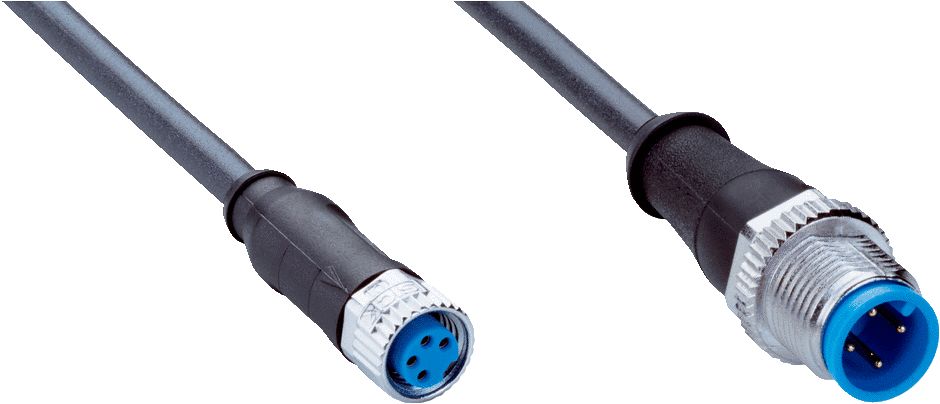 SICK Female 4 way Straight M8 to Male 4 way Straight M12 Connector Cable, 600 mm