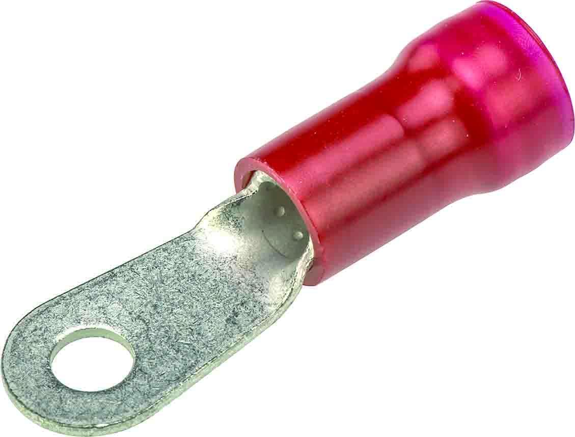 TE Connectivity, PLASTI-GRIP Insulated Ring Terminal, M4 (#8) Stud Size, 6.6mm² to 10.5mm² Wire Size, Red
