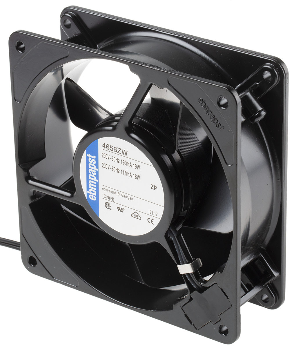 ebm-papst 4000 Z Series Axial Fan, 230 V ac, AC Operation, 160m³/h, 19W, 119 x 119 x 38mm