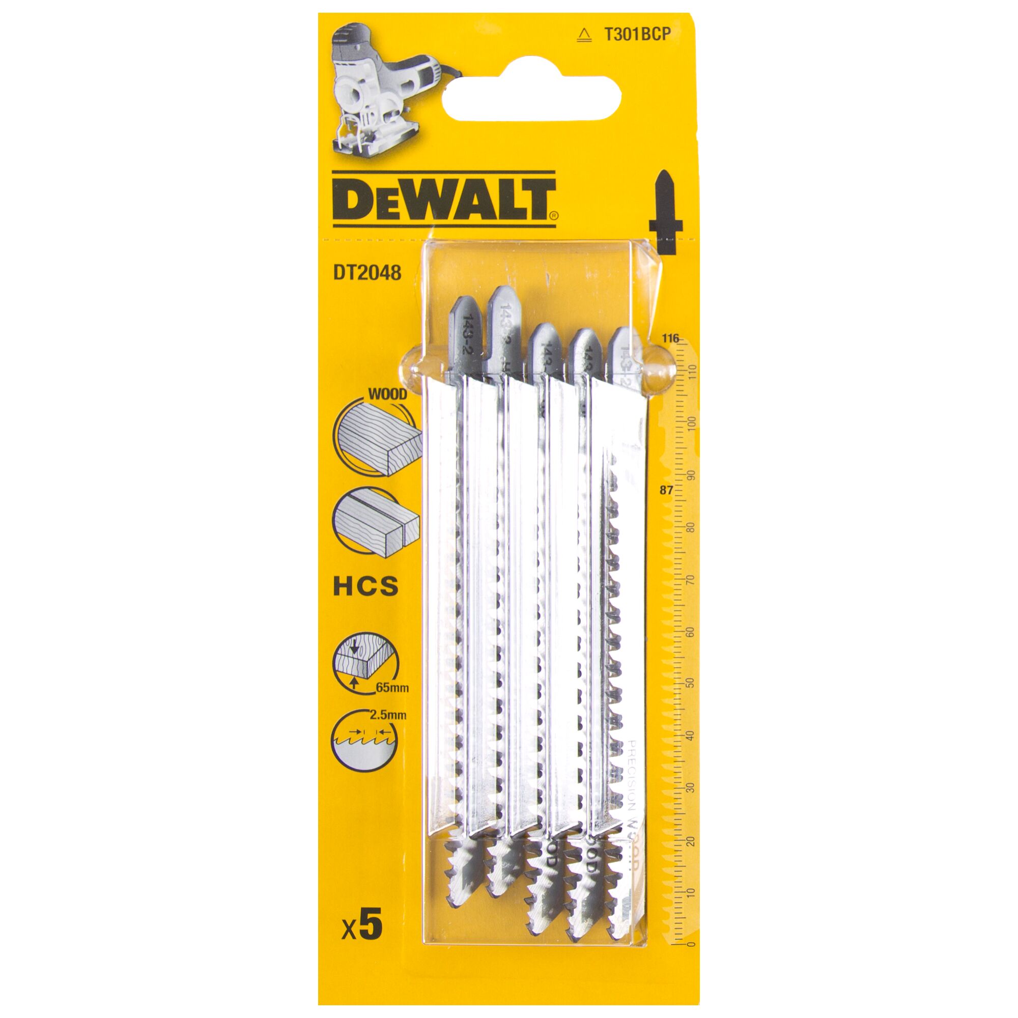 DeWALT Multiple Materials 87mm Cutting Length Jigsaw Blade, Pack of 5