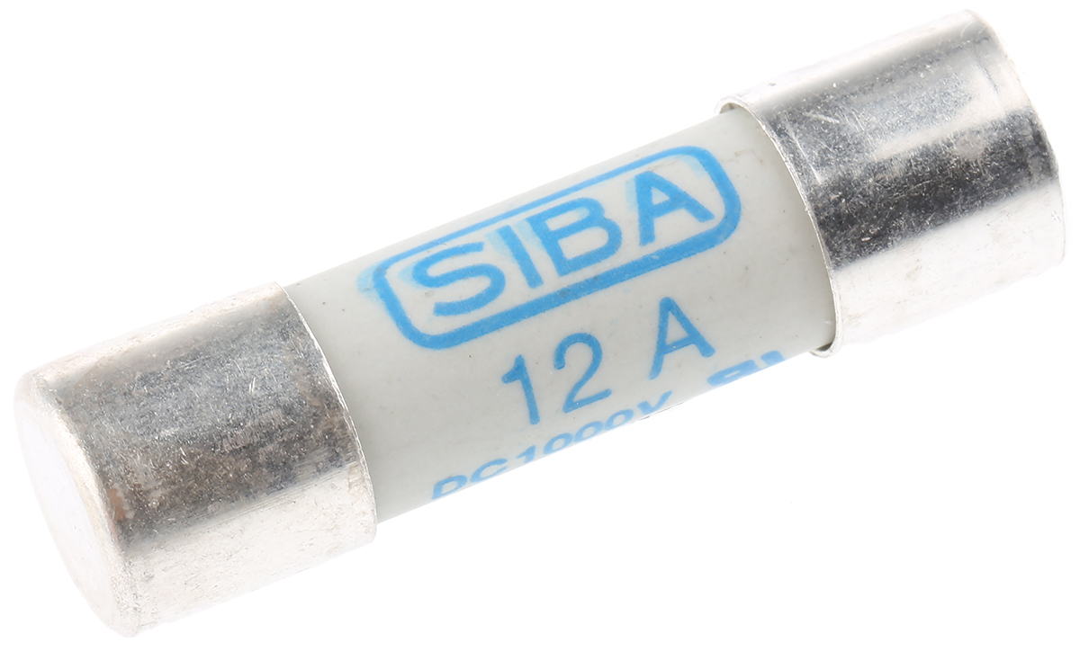 SIBA 12A Ceramic Cartridge Fuse, 10 x 38mm