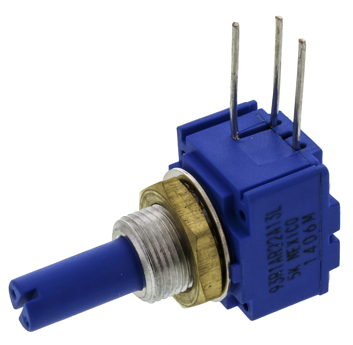Bourns 93 5kΩ Rotary Potentiometer 1-Gang, Panel Mount (Through Hole), 93R1A-R22-A13L