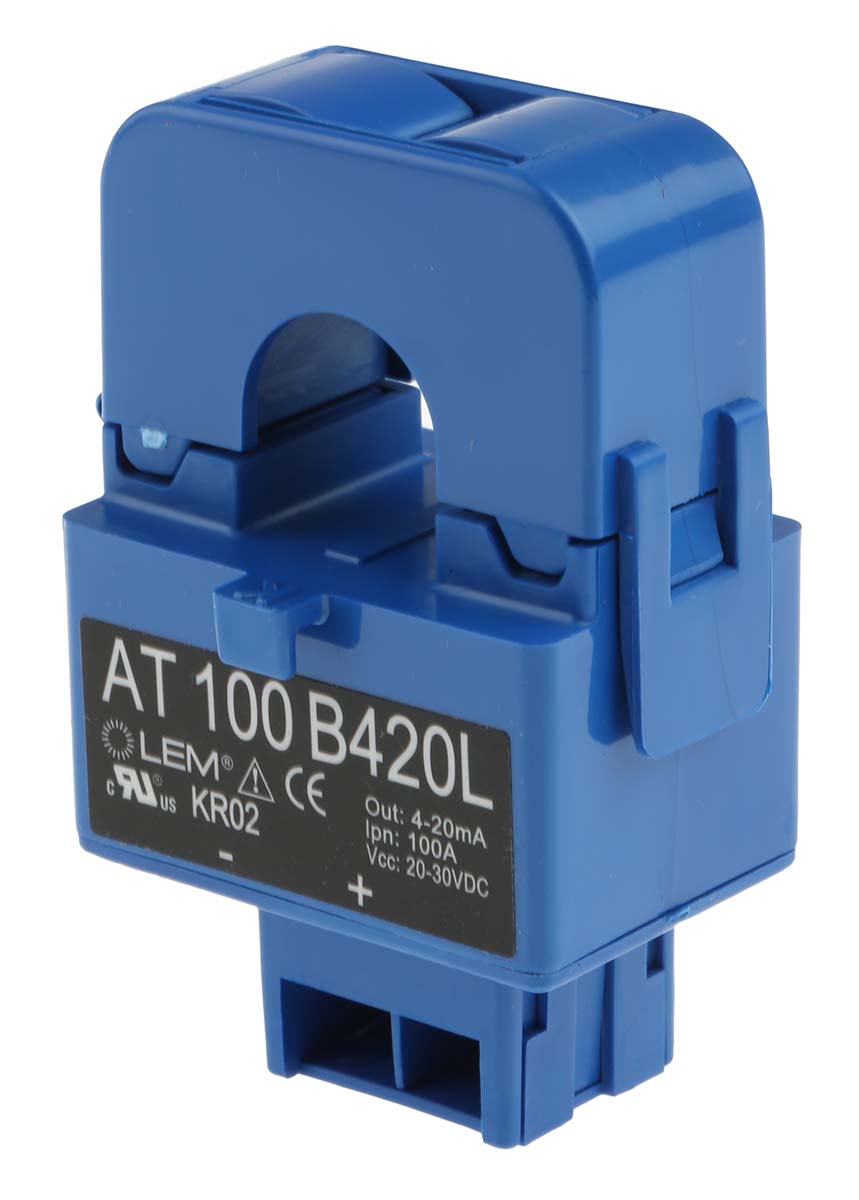 LEM AT Series Current Transformer, 100A Input, 100:1, 4 → 20 mA Output, 16mm Bore, 20 → 30 V dc