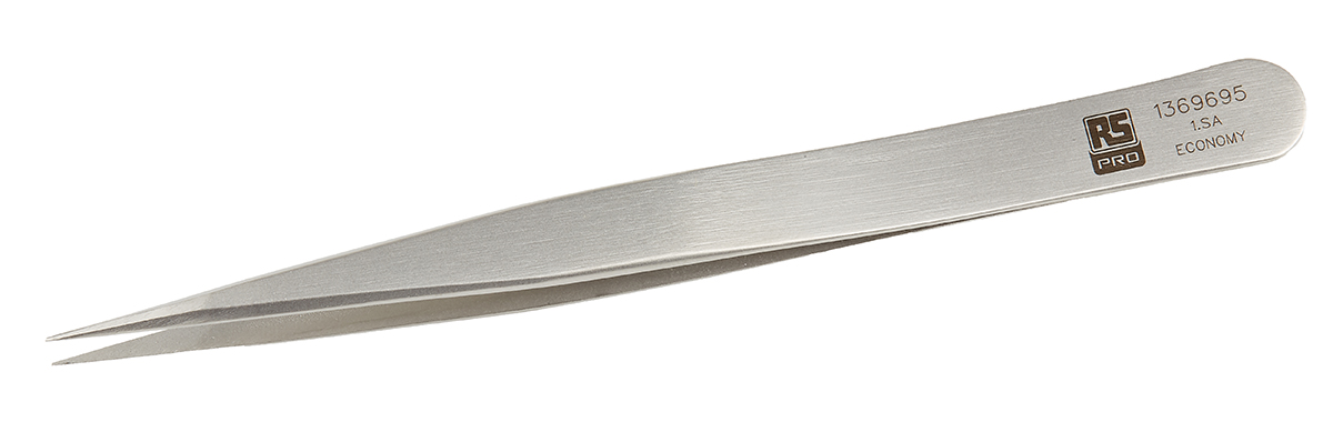 RS PRO 120 mm, Stainless Steel, Tweezers