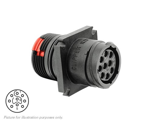 Souriau Sunbank by Eaton Circular Connector, 9 Contacts, Flange, Standard Connector, Plug, Female, IP68, Clipper Series