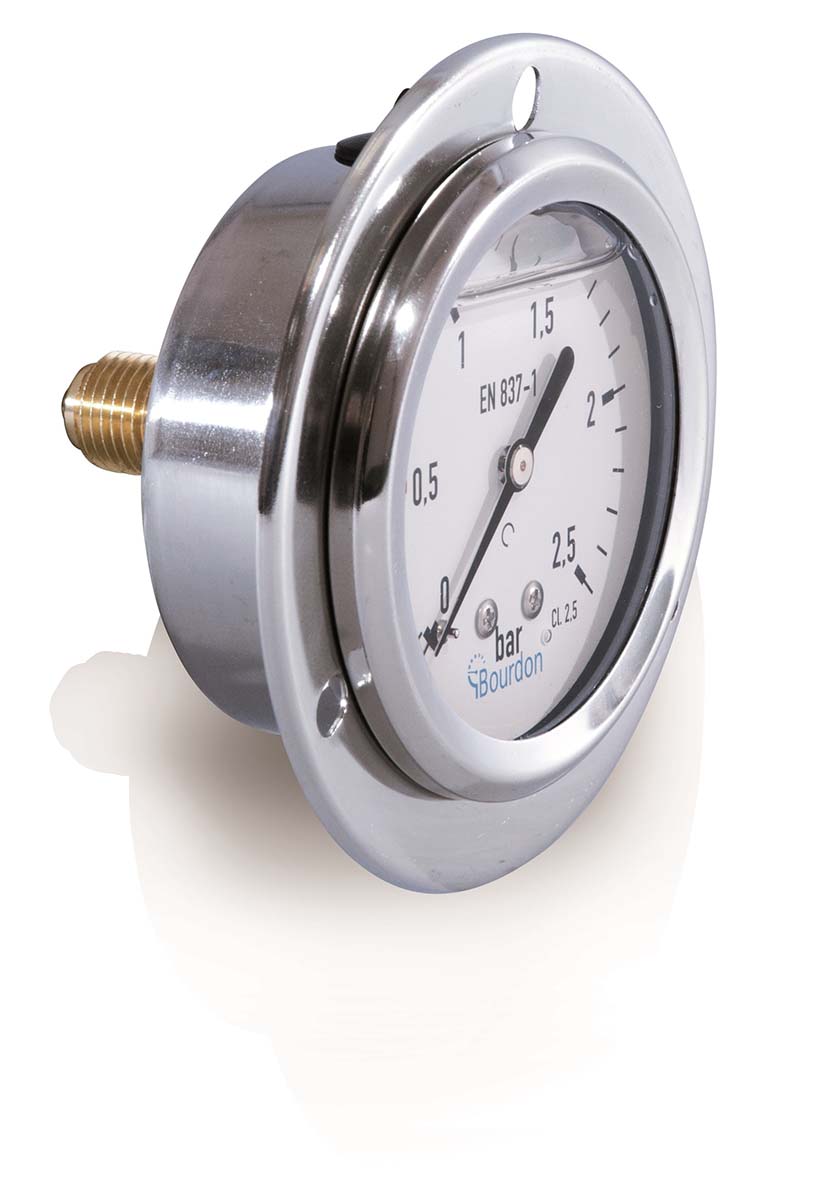 Bourdon Analogue Pressure Gauge 100bar Back Entry 63mm Outside Diameter