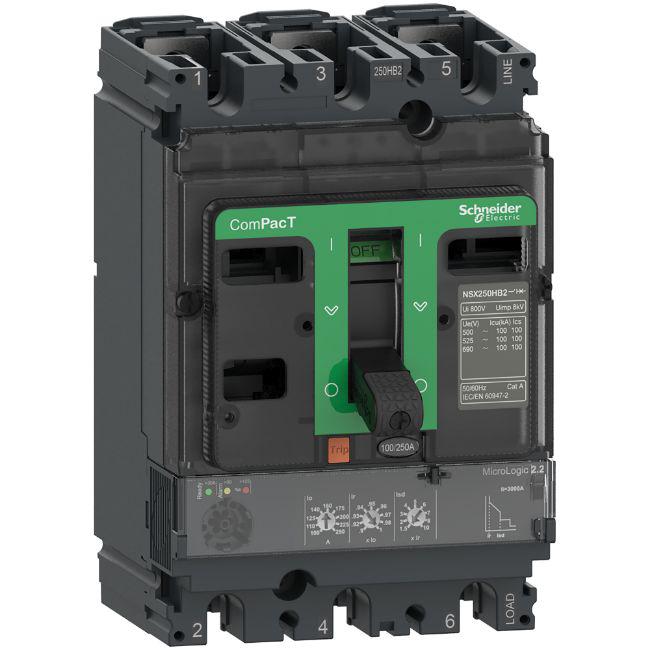 Schneider Electric, ComPacT New Generation MCCB 3P 160A, Fixed Mount