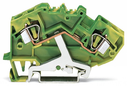 WAGO 2-Way DIN Rail Earth Terminal Block, 6mm², 10 AWG Wire, Cage Clamp, Polyamide Housing