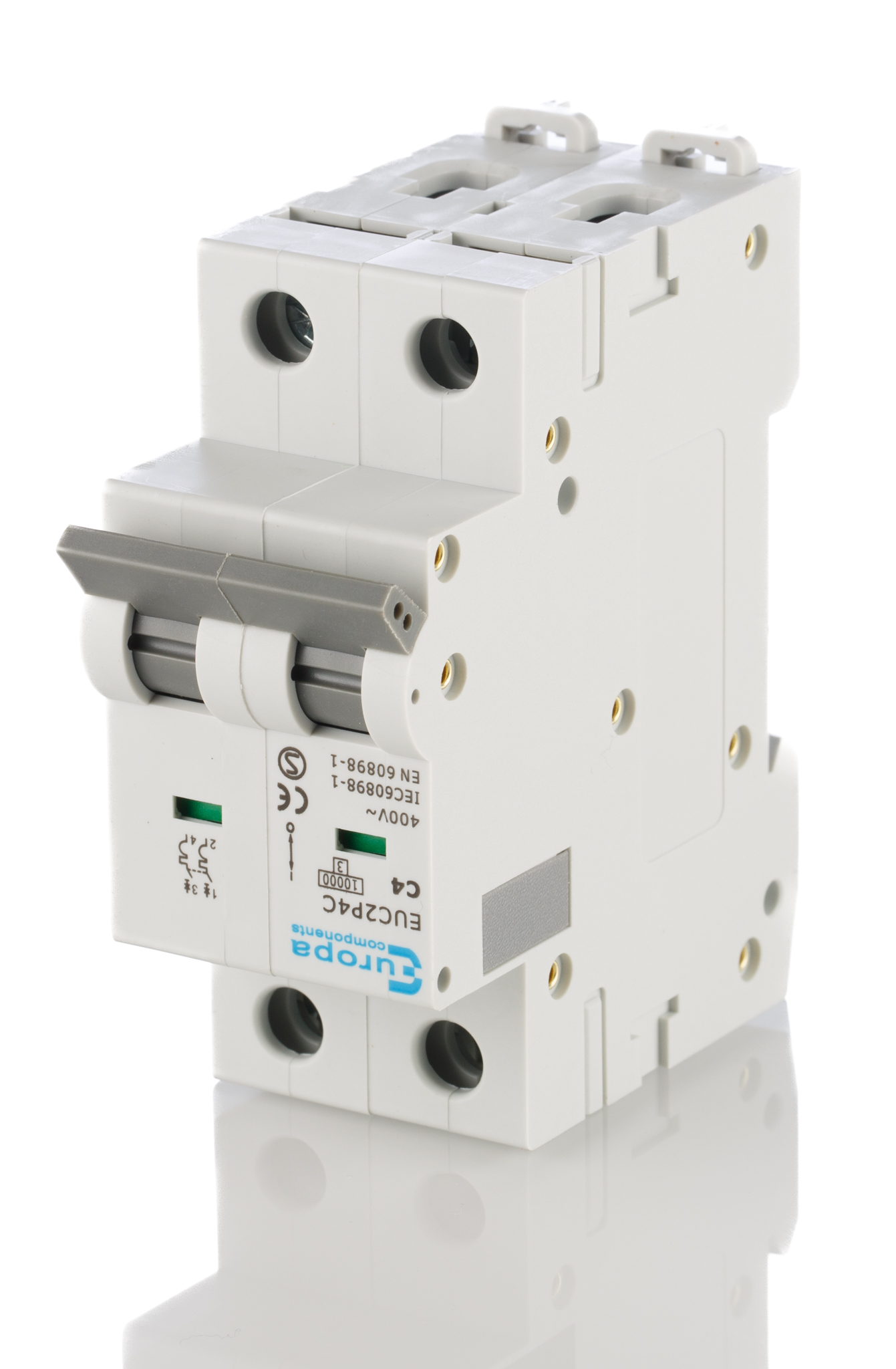 Europa EUC2P EUC MCB, 2P, 4A Curve C, 230V AC, 10 kA Breaking Capacity