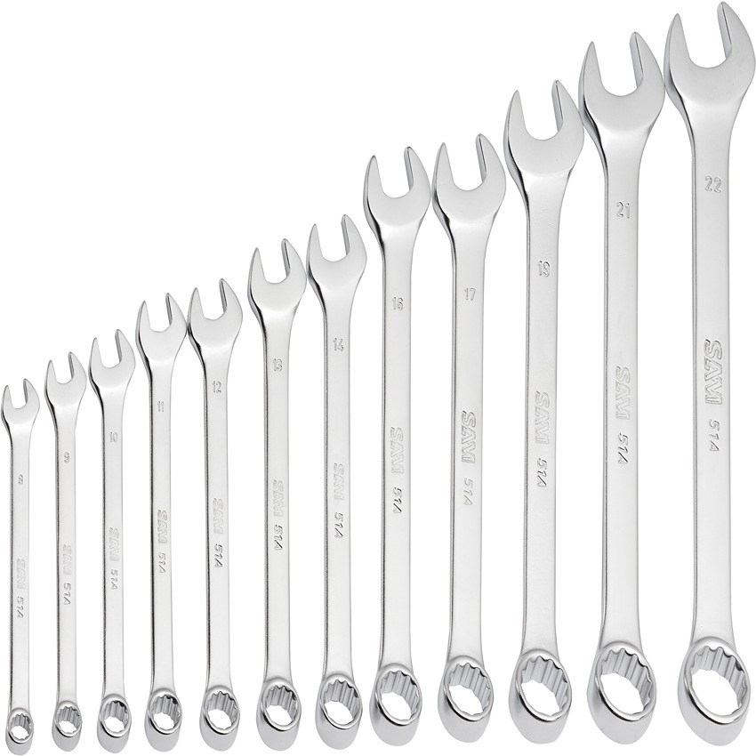 SAM 50A Series 12-Piece Combination Spanner Set, 8 → 19 mm, Chrome Vandium Steel