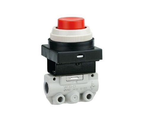 SMC Push Button Pneumatic Relay Mechanical Valve VM100 Series, G 1/8, 1/8in, III B