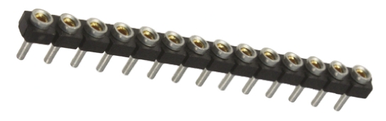 Samtec SL Series Straight Through Hole Mount PCB Socket, 14-Contact, 1-Row, 2.54mm Pitch, Solder Termination