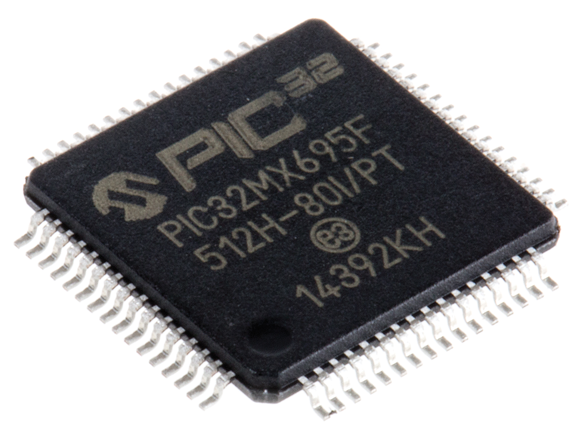 Microchip, 32 bit PIC Microcontroller, 80 MHz, 512kB FLASH, 64-Pin TQFP