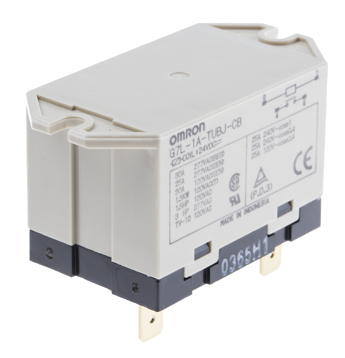 Omron Flange Mount Power Relay, 24V dc Coil, 30A Switching Current, SPST