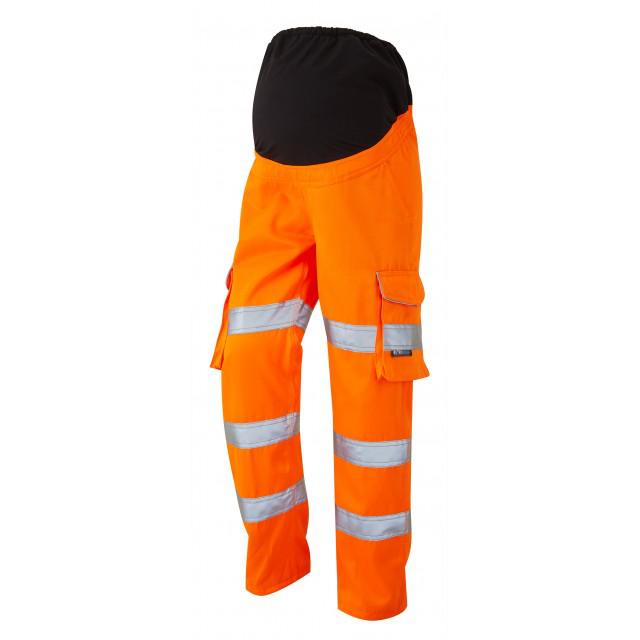 Leo Workwear CM01-O Orange Hi Vis Trouser Waterproof, Stain Resistant 98 to 114 cm 2XL Leg Length 29in