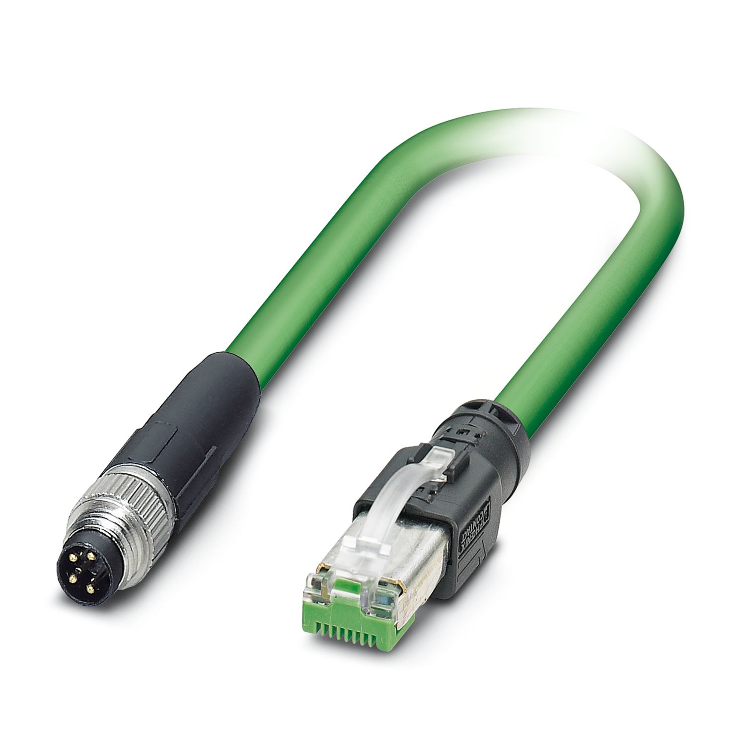 Phoenix Contact, 5m Cat5, Green M8 to Male RJ45 Male Shielded, Terminated