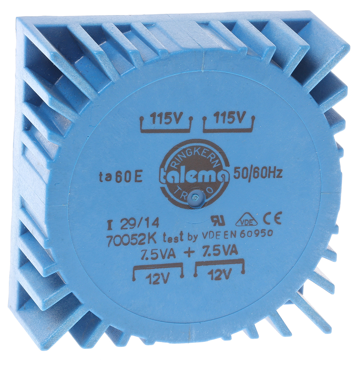 Nuvotem Talema 115 V ac, 230 V ac, 2 x 12V ac Toroidal Transformer, 15VA 2 Output