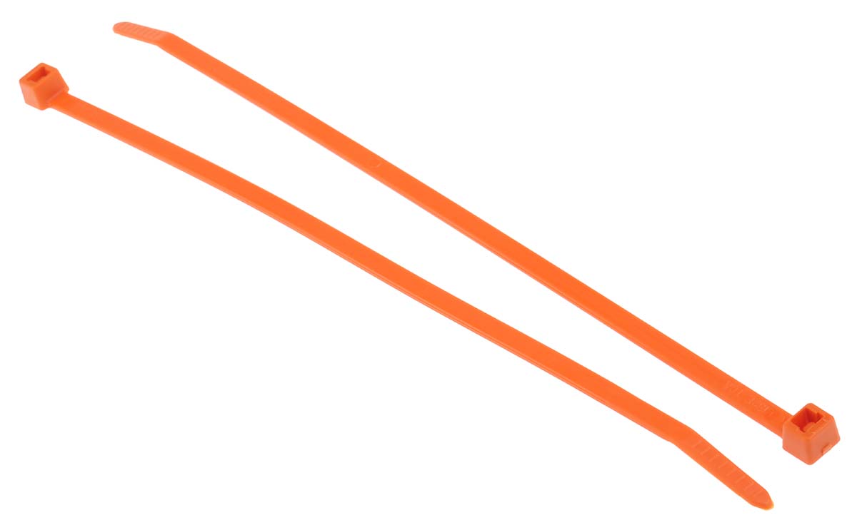 HellermannTyton Cable Tie, 200mm x 4.6 mm, Orange Polyamide 6.6 (PA66), Pk-100