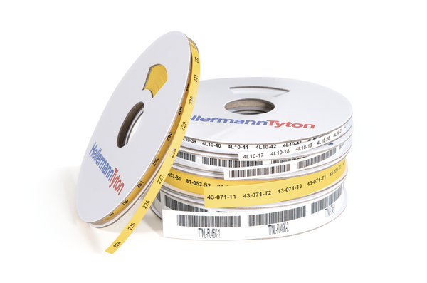 HellermannTyton TLFX Heat Shrink Cable Marker, Yellow, Pre-printed "Continuous Tube", 12.7 → 25.4mm Cable, for