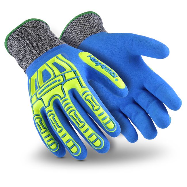 Hexarmor Thin Lizzie Fluid 7102 Blue Fibreglass, High Performance Polyethylene Work Gloves, Size 11, Nitrile Coating