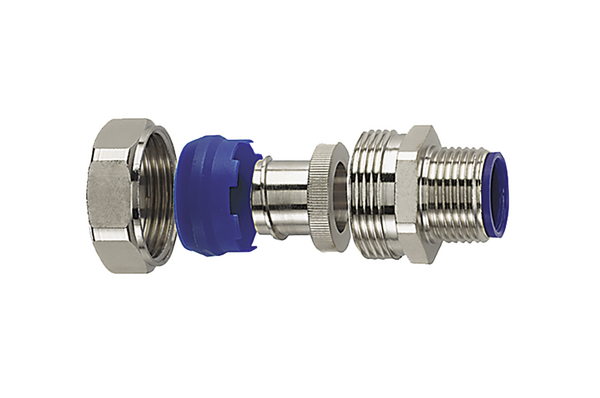 HellermannTyton Fixed Fitting, Conduit Fitting, 20mm Nominal Size, PG16, Nickel Plated Brass, Metal IP66, IP67, IP68,