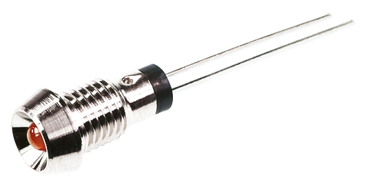 Marl Red Panel Mount Indicator, 2.8V, 6mm Mounting Hole Size, Lead Pin Termination