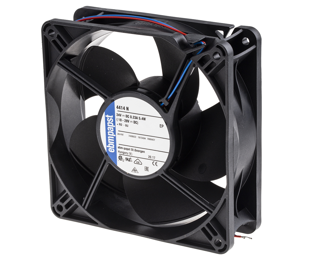 ebm-papst 4400 Series Axial Fan, 24 V dc, DC Operation, 205m³/h, 5.2W, 119 x 119 x 38mm