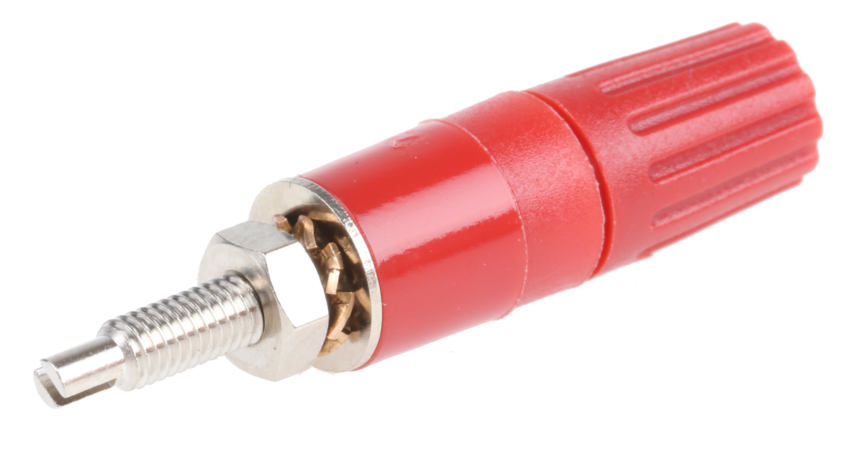 Staubli 15A, Red Binding Post With Brass Contacts and Nickel Plated - 2mm Hole Diameter