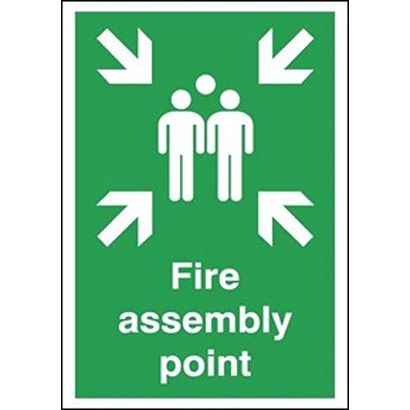 Polypropylene Fire Safety Sign, Fire Assembly Point With English Text Self-Adhesive